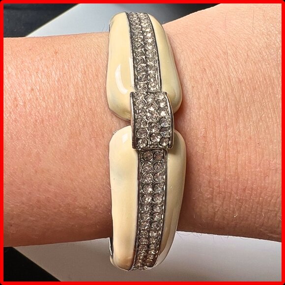 KIRK'S FOLLY Vintage Diamond Simulant Hinge Bangle Bracelet - Picture 1 of 4
